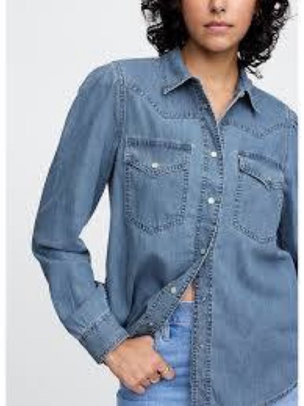 Guess Light Blue Denim Button-Down Shirt